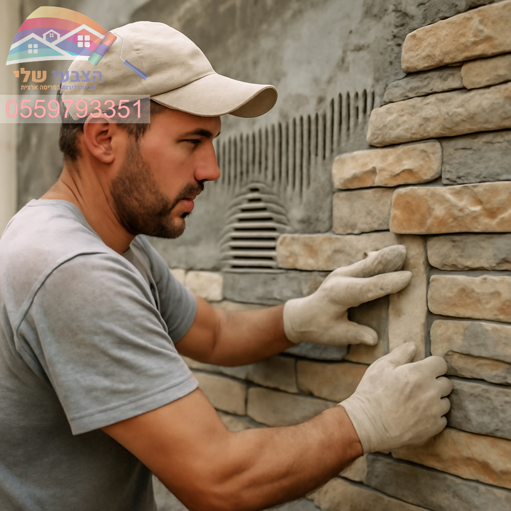 הדבקת אבנים על קיר בעיצוב מותאם ובמחיר משתלם ✔️ 0559793351 הצבעי שלי
